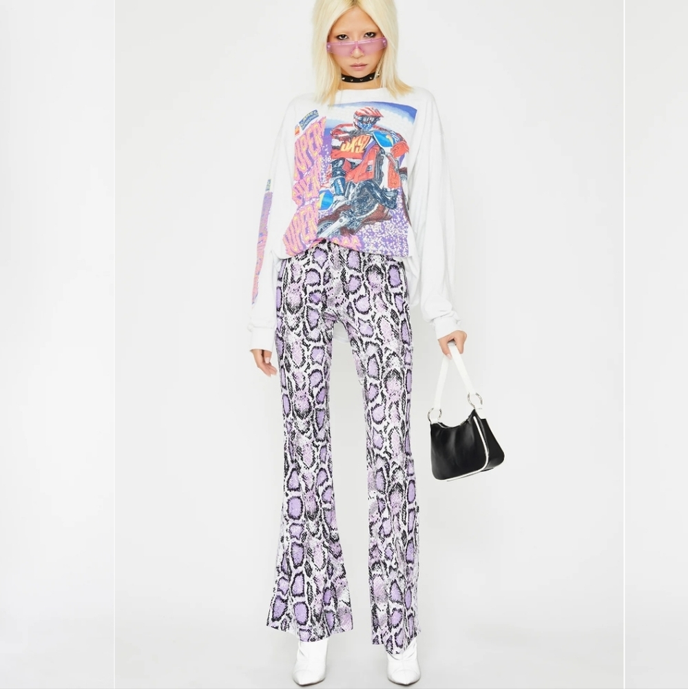 Better Be Grape Vile Riot Snake Skin Flares Size Medium Purple